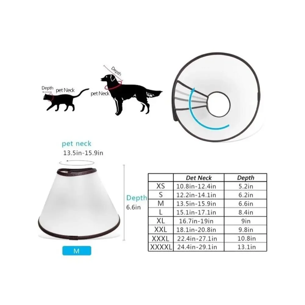 Dog Recovery Cone Collar After Surgery, Adjustable Soft Dog Cone Collar